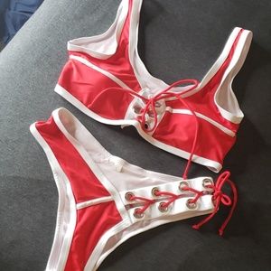 Red two piece bikini, Size Large